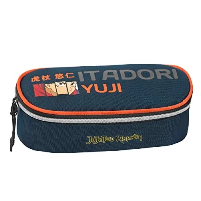 Image of COMIX Anime Jujutsu Kaisen School Pencil Case Oval Organized with Dividers and Elastic Loops Stationery for Kids Ideal Medium Elementary