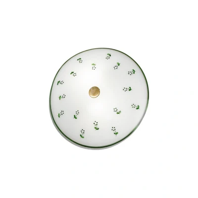 Image of Nonna Cottage Style Glass Patterned Flush Ceiling Lamp Antique Brass, 2x E14