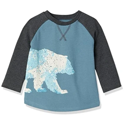 Image of Hatley Boy&#039;s Raglan Tee T Shirt, Winter Bear, 3 Years
