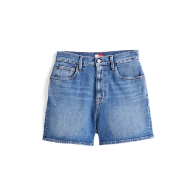 Image of Tommy Jeans Womens Mom Bi0134 Dw0dw20092 5 Pocket Shorts, Denim (Denim Medium), 28W UK