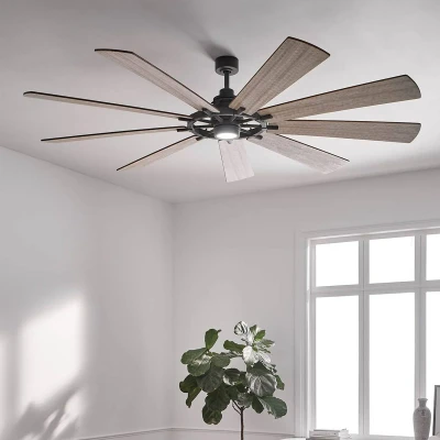 Image of Gentry XL 216cm 9 Blade Ceiling Fan with Dimmable 3000K LED Light, Weathered Zinc, Remote Control