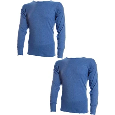 Image of Undercover Lingerie Ltd Mens 2pk Long Sleeve Thermal Vest Blue Small