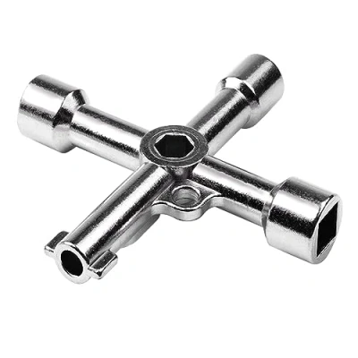 Image of ATOPLEE Electrical Cabinet Key, 4 Way Utilities Key,Triangle/Square/Panel Cross Key for Faucet,Gas Meter,Valve,Spigots,Electrical Opening