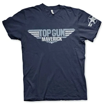 Image of Top Gun: Maverick Officially Licensed Distressed Logo Mens T Shirt (Navy), Medium