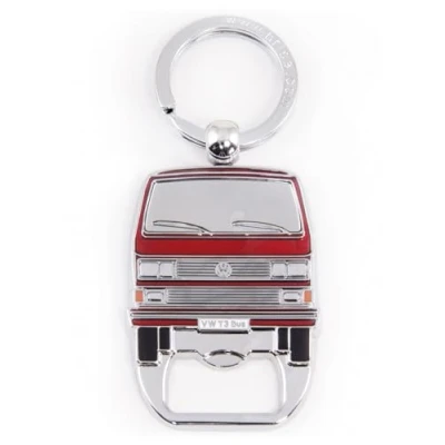 Image of BRISA VW Collection Volkswagen Keychain Ring Accessory Keyholder with Bottle Opener in T3 Bus Vanagon Design (Red)