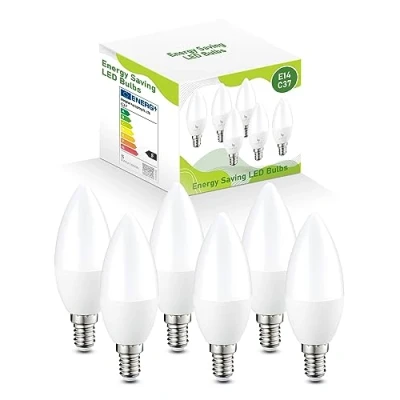 Image of E14 LED Light Bulb, 5W Bulb Cool White 6000K, 40W Equivalent SES Small Edison Screw Energy Saving 400 Lumens Candle Non Dimmable, 6 Packs