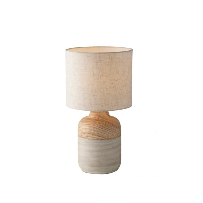 Image of Woody Ceramic Table Lamp With Fabric Shade, Natural Wood Sand, E27