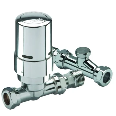 Image of Danfoss RAS D2 Sensor Radiator Thermostats Bundled with RA FS 15mm Bi Directional Straight Valve and Fittings Maximum User Flexibility, Easy Installation (Chrome)