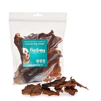 Image of PawGang Beef Jerky 200g 100% Natural EU Sourced Treats for Dogs Puppies Young Adult Old Small and Large Dog Tasty Air Dried Chews Snacks Healthy Hypoallergenic Low Fat Grain Free BARF Raw