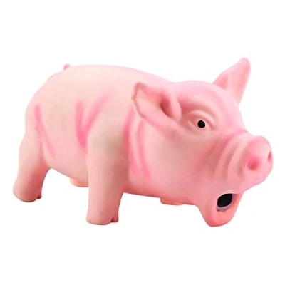 Image of FTVOGUE Dog Chew Toy Cute Pig Grunting Squeak Latex Pet Toys for Puppy Toy(Pink)