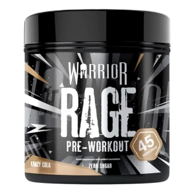 Image of Warrior Rage Pre workout Powder 392g Energy Drink Supplement with Vitamin C, Beta Alanine and Creatine Gluconate 45 Servings (Krazy Cola)