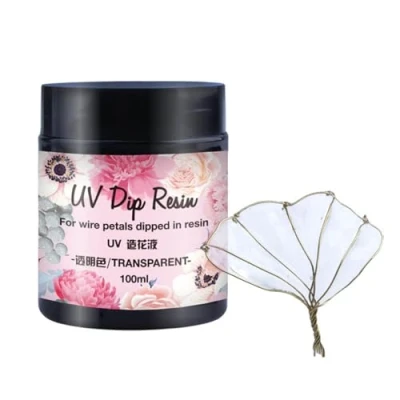 Image of MDHQ UV DIP Resin Glue for Wire Flower Petals Transparent Liquid Ultraviolets Curing Crystal Jewelry Making Beginner