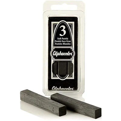 Image of Derwent Alphacolor Soft Pastels, Charcoal, 3 Pastels per Pack (105C)