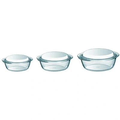 Image of Pyrex Essentials Set of 3 glass casseroles high resistance 1,4L/2,1L/3L