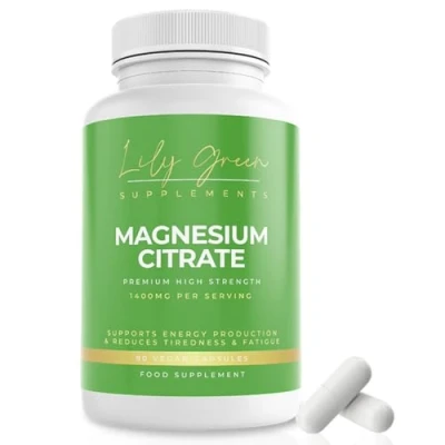 Image of Lily Green Magnesium Citrate 1400mg per Serving 90 Vegan Capsules Supports Energy, Reduces Tiredness &amp; Fatigue No Artificial Fillers Made in UK