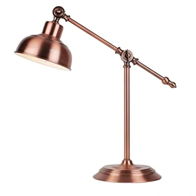 Image of firstchoicelighting Brushed Copper Lever Arm Table Lamp or Bedside Light Classic Styled Desk Adjustable Antique Finish LED Compatible