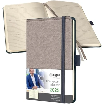 Image of SIGEL C2554 Conceptum Weekly Planner 2025, Design Beige, 9,5 x 15 cm, hardcover, 176 Pages, Beige