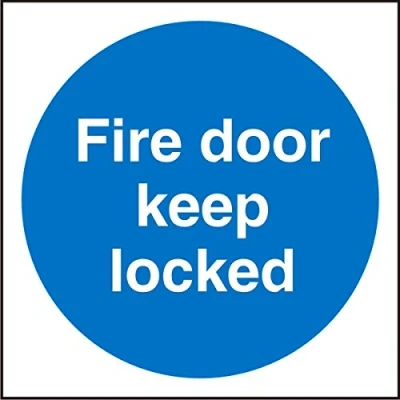 Image of Seco Fire Door Keep Locked Sign, 100mm x Self Adhesive Vinyl, Green