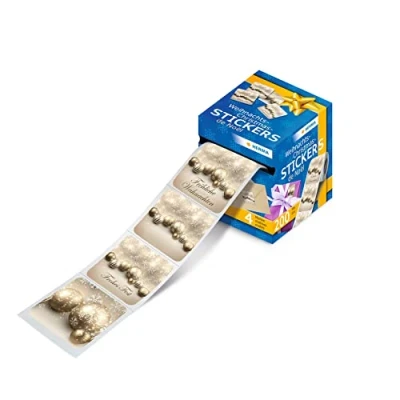 Image of HERMA 200 Christmas Bauble Gold Stickers Roll for Card Making, Crafts, Envelopes and Xmas Decorations, Self Adhesive Labels Kids Children