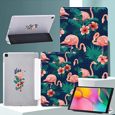 Image of Printed Astronaut PU Leather Ultra slim lightweight Folio Flip Tablet Stand Smart Cover Case Fit Samsung Galaxy Tab A 10.1 2019 T510 T515 (Tab T515, flamingo)