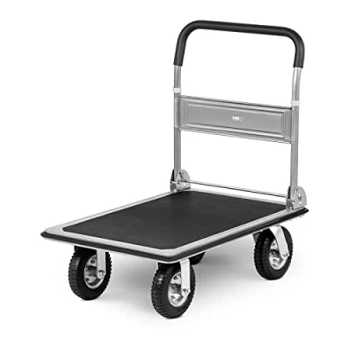 Image of MSW Platform Trolley Flatbed Truck 4 Wheels 300kg 80x60cm PW 300 (Steel, Plastic, Rubber, Anti Slip Mat, Height 94cm)
