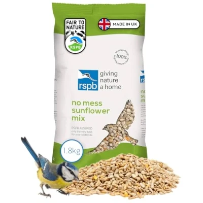 Image of RSPB no mess Sunflower Wild Bird Food Mix, 1.8 kg, Waste &amp; to clean up, Great for Feeders, Tables Ground feeding. Supporting the Charity, Beige