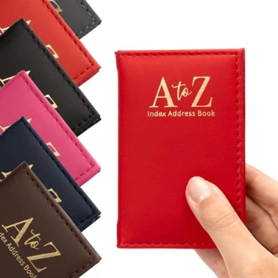 Image of Index Address Book Leather Look Cover Executive Padded Small Sizes Notebook A Z (Red)