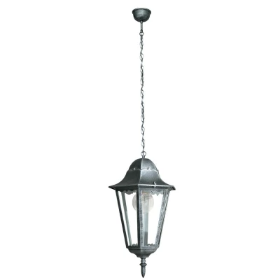 Image of FIRENZE Outdoor Pendant Ceiling Light Black, Silver, IP44 21cm