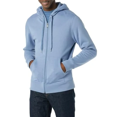 Image of Amazon Essentials Men&#039;s Full Zip Fleece Hoodie (Available in Big &amp; Tall), Aquamarine Blue, L