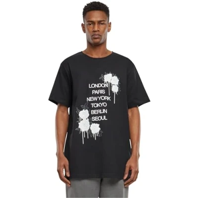 Image of Mister Tee CITY Roses Print Tshirt, Men&#039;s, Size: Small, Black