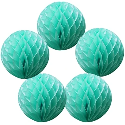 Image of Time to Sparkle 5 Pack Tissue Paper Honeycomb Balls Table Centrepiece Lantern Garland Wedding Decoration Ball apple Green, 8&quot;(20cm)