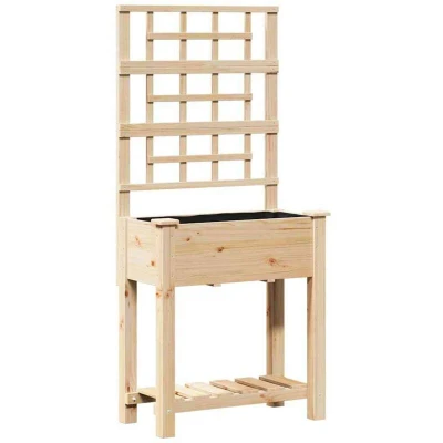 Image of vidaXL Garden Planter with Trellis&amp;Shelf 71x37x152 cm Solid Wood Fir