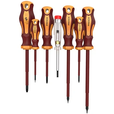 Image of Presch VDE Screwdriver Sets 7 pcs Magnetic Electrician Set 1000V, Insulated, with Voltage Tester for Electric
