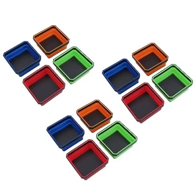 Image of Collapsible Magnetic Parts Tray Dish Storage Bowl Holder Plastic Multicoloured 12pc
