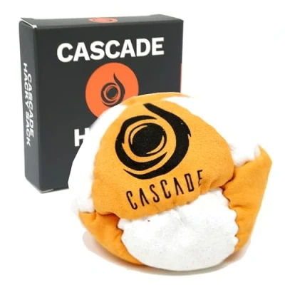 Image of Cascade Pro 8 Panel Hacky Sack Freestyle Footbag Trick Foot Bag (Orange/White)