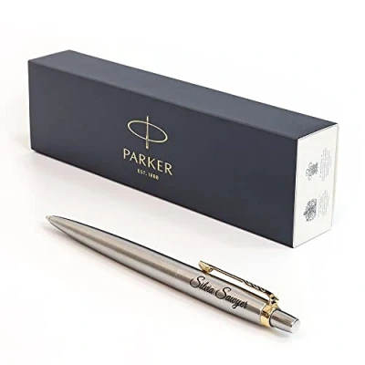 Image of Personalised Custom Parker Jotter SS Pen + Gift Box Design A Truly Unique Present Laser Engraved (Black Ink)