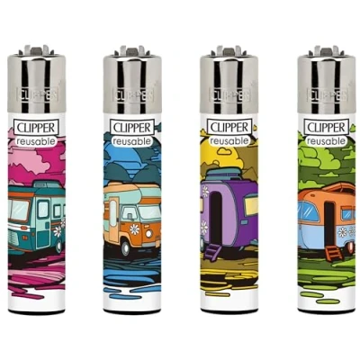 Image of ksp partners ltd e commerce 4 X CLIPPER LIGHTERS (HIPPIE CARAVAN)