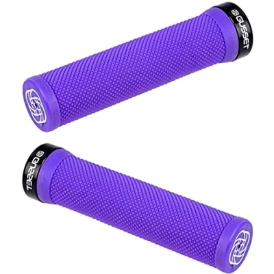 Image of Gusset Single File Lock On Mountain Bike Grips Purple, 133mm length / 25A VEXK Compound MTB Cycling Cycle Trail Enduro Ride Comfort Handle Bar Handlebar Part Race Rubber Pattern Pair Accessories