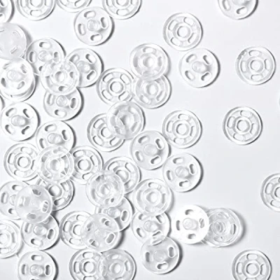 Image of 40 Pairs Plastic Snap Fasteners Buttons Transparent Invisible Sewing on Sew Press Button Clear for DIY Crafts Clothing (7 mm/ 0.27 Inch)