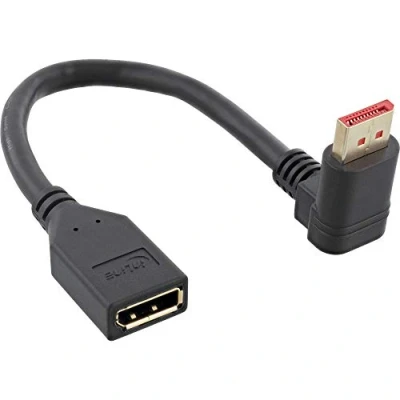Image of InLine® DisplayPort 1.4 Adaptor Cable ST/BU, 8K4K, Upward Angled, Black/Gold, 0.15 m