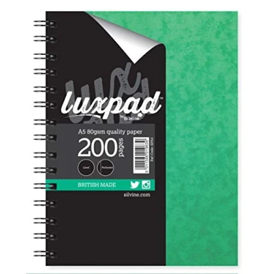 Image of Luxpad A5 Twin Wire Hardback Notebook. 200 Feint Ruled Pages and Durable Pressboard Covers. Ref SPA5