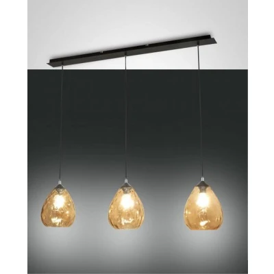Image of Gisella Straight Bar Pendant Ceiling Light Amber Glass, E27