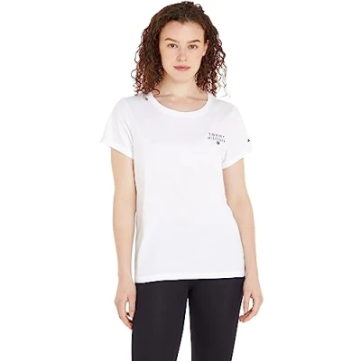 Image of Tommy Hilfiger Women&#039;s Short Sleeve T Shirt Uw0uw04525 S/S Shirts, Grey (Light Heather), S