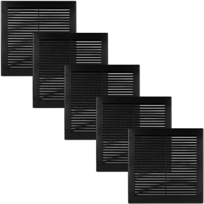 Image of Vent Systems 250 x mm / 10&#039;&#039; Inch Black Soffit Cover Pack of 5 Flat Square Air Louver Grille Built in Insect Screen HVAC Vents for Bathroom, Home Office, Kitchen