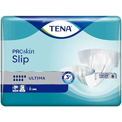 Image of TENA ProSkin Slip Ultima Size Large 9 Drops High Absorption Incontinence All in One Slips 3 Pack of 21
