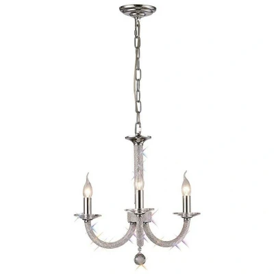 Image of Elena Ceiling Pendant Chandelier 3 Light Polished Chrome, Crystal