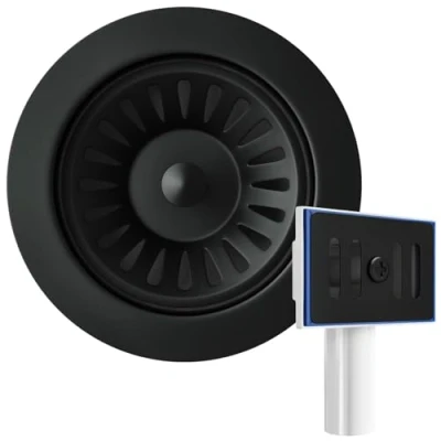 Image of Liquida SWO2MB Matt Black Kitchen Sink Basket Strainer Waste With Overflow