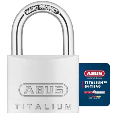 Image of ABUS Titalium 64TI/40 Padlock Set of 4 Keyed Alike Cellar Lock with Special Aluminium Body Hardened Steel Shackle Security Level 5