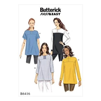 Image of Butterick Patterns 6416 E5,Misses Tunic,Sizes 14 22, Tissue, Multicoloured, 17 x 0.5 22 cm