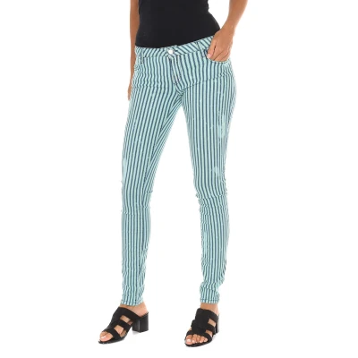 Image of Met Womens Trousers X Amanda Sky Blue Cotton Size 27 (Waist)